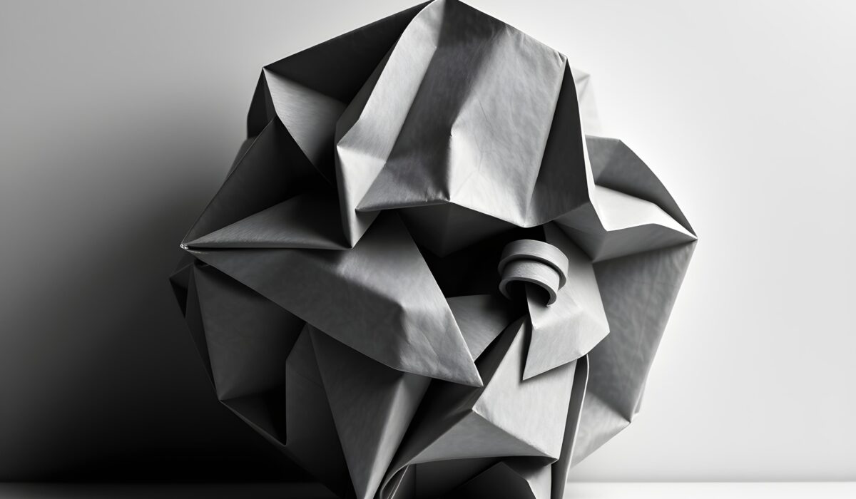 forme en origami gris repliée sur elle-même, image du retrait dépressif